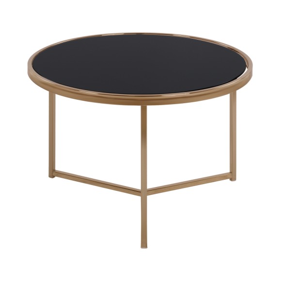 ΤΡΑΠΕΖΙ ΣΤΡΟΓΓΥΛΟ FB98607 ΜΕ ΓΥΑΛΙΝΗ ΕΠΙΦΑΝΕΙΑ ΚΑΙ ΕΠΙΧΡΥΣΟ ΣΚΕΛΕΤΟ