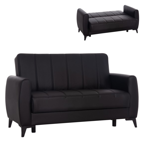 ΚΑΝΑΠΕΣ ΚΡΕΒΑΤΙ ΜΕ ΑΠΟΘ.ΧΩΡΟ ΔΙΘΕΣΙΟΣ FB93293.11 ΜΑΥΡΟ PU 144x75x84Υεκ.