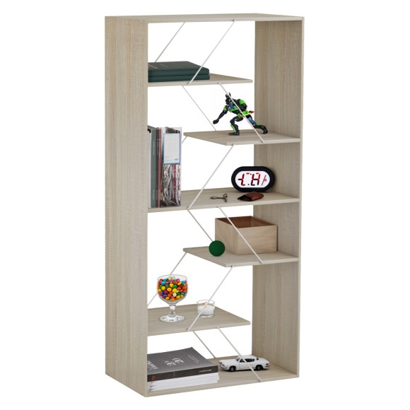 ΒΙΒΛΙΟΘΗΚΗ FB92240.11 SONAMA ΜΕΛΑΜΙΝΗ-ΛΕΥΚΕΣ ΜΕΤΑΛΛΙΚΕΣ ΒΕΡΓΕΣ 84x24x157Υεκ.