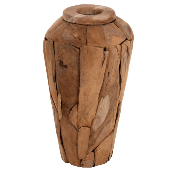 ΔΙΑΚΟΣΜΗΤΙΚΟ ΒΑΖΟ FB97919 ΑΠΟ ΚΟΜΜΑΤΙΑ ΑΝΑΚΥΚΛΩΜΕΝΟΥ ΞΥΛΟΥ TEAK ΣΕ ΦΥΣΙΚΟ Φ30x60Y εκ.