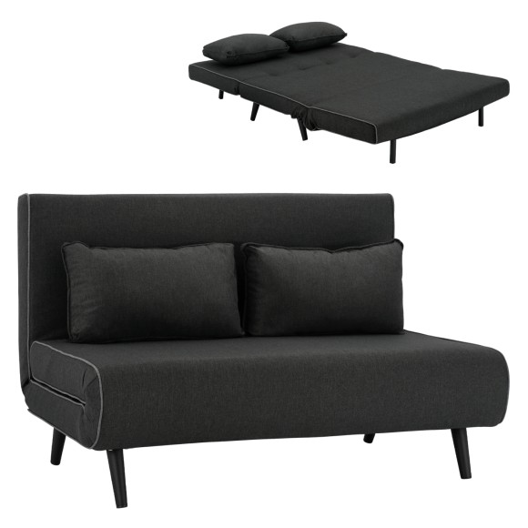 ΚΑΝΑΠΕΣ ΚΡΕΒΑΤΙ 2 ΑΤΟΜΩΝ FB93077.03 ΣΚΟΥΡΟ ΓΚΡΙ ΥΦΑΣΜΑ 140x80x77Yεκ.