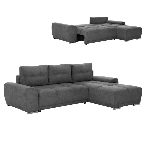 ΚΑΝΑΠΕΣ ΚΡΕΒΑΤΙ ΔΕΞΙΑ ΓΩΝΙΑ FB93336.01R ΓΚΡΙ ΥΦΑΣΜΑ 270x181x75Υεκ