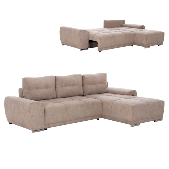 ΚΑΝΑΠΕΣ ΚΡΕΒΑΤΙ ΔΕΞΙΑ ΓΩΝΙΑ FB93336.03R ΜΠΕΖ ΥΦΑΣΜΑ 270x181x75Υεκ