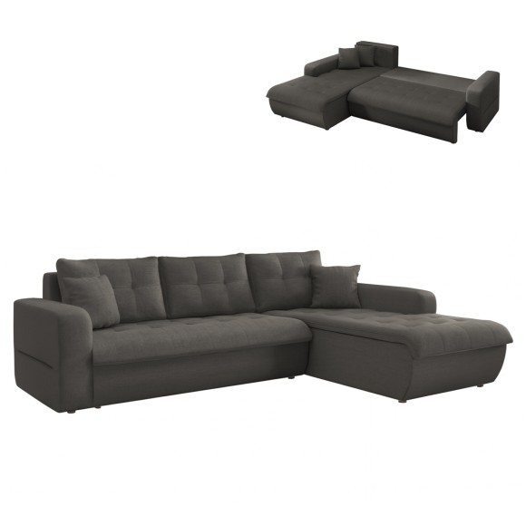 ΚΑΝΑΠΕΣ ΚΡΕΒΑΤΙ ΔΕΞΙΑ ΓΩΝΙΑ FB93338.01R ΓΚΡΙ ΥΦΑΣΜΑ 244x188x80Υεκ