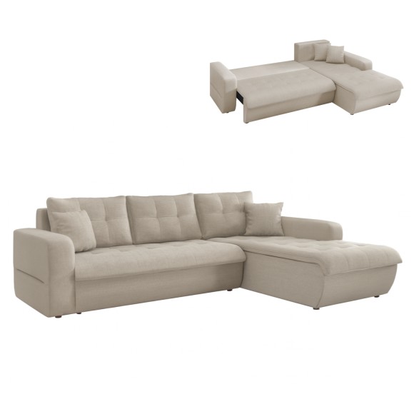 ΚΑΝΑΠΕΣ ΚΡΕΒΑΤΙ ΔΕΞΙΑ ΓΩΝΙΑ FB93338.03R ΜΠΕΖ ΥΦΑΣΜΑ 244x188x80Υεκ