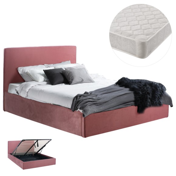 ΚΡΕΒΑΤΙ ΔΙΠΛΟ & ΣΤΡΩΜΑ FB921273.02 ΣΑΠΙΟ ΜΗΛΟ ΒΕΛΟΥΔΟ ΜΕ ΑΠΟΘ.ΧΩΡΟ--ΓΙΑ 160x200εκ