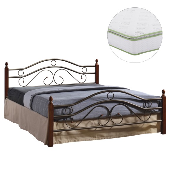 ΚΡΕΒΑΤΙ ΔΙΠΛΟ & ΣΤΡΩΜΑ FB921328 ΜΕΤΑΛΛΟ & ΞΥΛΟ ΣΕ DIRTY OAK--ΣΤΡΩΜΑ 150x200εκ