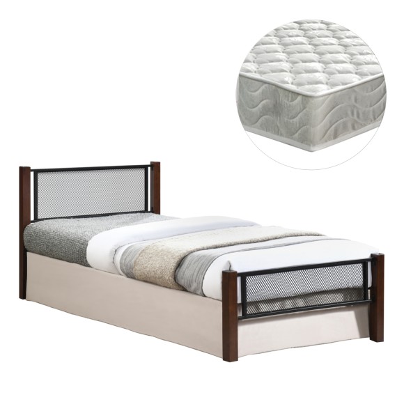 ΚΡΕΒΑΤΙ ΜΟΝΟ & ΣΤΡΩΜA FB921335 ΜΕΤΑΛΛΟ & ΞΥΛΟ ΣΕ DIRTY OAK--ΣΤΡΩΜΑ 90x190εκ