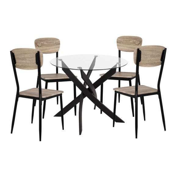 ΣΕΤ 5ΤΜΧ ΤΡΑΠΕΖΙ ΜΑΥΡΟ & ΚΑΡΕΚΛΕΣ SONAMA ΜΕ ΜΑΥΡΙΑ ΠΟΔΙΑ FB911072