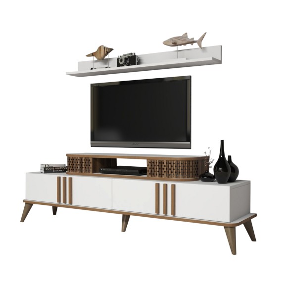 ΣΥΝΘΕΣΗ ΤΗΛΕΟΡΑΣΗΣ FB99515.03 ΜΕΛΑΜΙΝΗΣ ΣΕ ΛΕΥΚΟ & ΚΑΡΥΔΙ ΧΡΩΜΑ 168x39x51.6Y εκ.