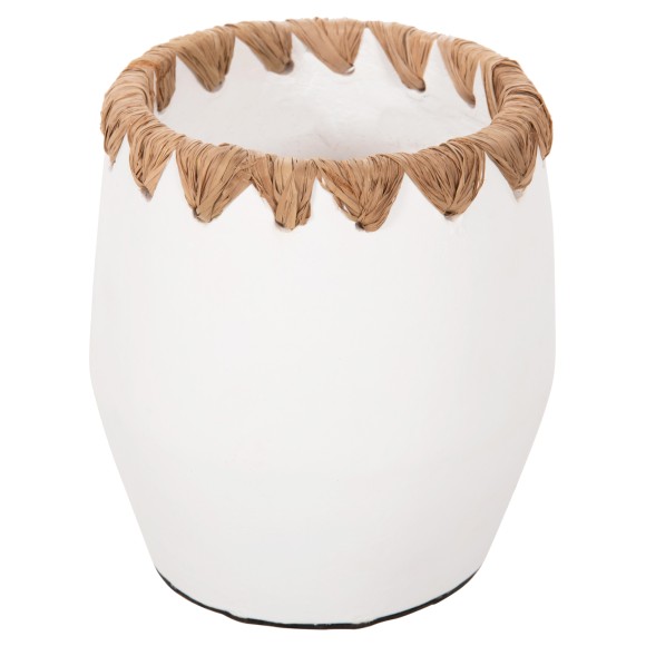 ΔΙΑΚΟΣΜΗΤΙΚΟ ΒΑΖΟ FB94369 ΤΕΡΑΚΟΤΑ ΣΕ ΛΕΥΚΟ ΜΕ ΠΛΕΞΗ ΨΑΘΑΣ ΣΤΟ ΣΤΟΜΙΟ Φ13x16Υεκ.