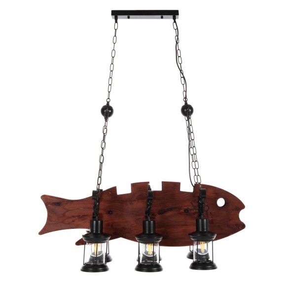 ΦΩΤΙΣΤΙΚΟ ΟΡΟΦΗΣ ΚΡΕΜΑΣΤΟ 6-ΦΩΤΟ FB94118 ΞΥΛΙΝΟ ΨΑΡΙ-ΜΑΥΡΟ ΜΕΤΑΛΛΟ-ΓΥΑΛΙ 95x35x116Υεκ