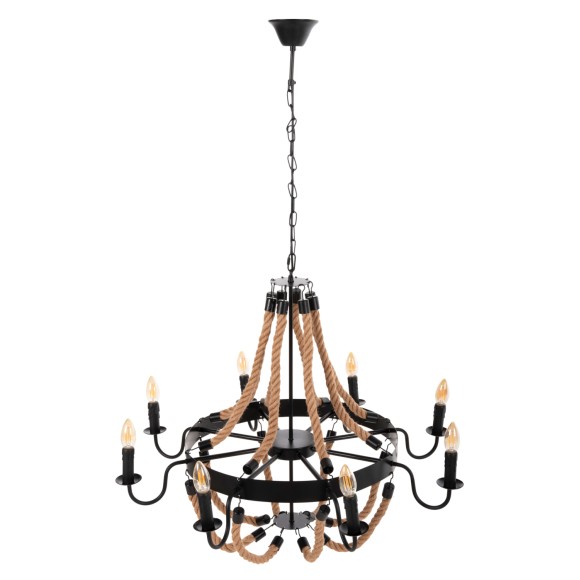 ΦΩΤΙΣΤΙΚΟ ΟΡΟΦΗΣ ΚΡΕΜΑΣΤΟ FB94178 8-ΦΩΤΟ ΣΧΟΙΝΙ ΚΑΙ ΜΑΥΡΟ ΜΕΤΑΛΛΟ 84x84x121Υεκ.