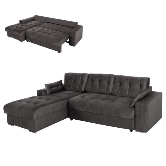 ΚΑΝΑΠΕΣ-ΚΡΕΒΑΤΙ-ΑΡΙΣΤ.ΓΩΝΙΑ-ΜΕ ΑΠΟΘ.ΧΩΡΟ FB93281.02L ΑΝΘΡΑΚΙ ΥΦΑΣΜΑ 308x181x92Υεκ