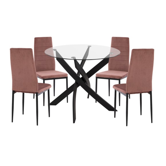 ΣΕΤ ΤΡΑΠΕΖΑΡΙΑΣ 5ΤΜΧ FB921199.02 ΓΥΑΛΙ--ΜΕΤΑΛΛΟ ΣΕ ΜΑΥΡΟ & ΒΕΛΟΥΔΟ ΣΑΠΙΟ ΜΗΛΟ