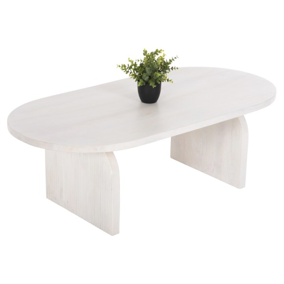 ΤΡΑΠΕΖΙ ΣΑΛΟΝΙΟΥ ΟΒΑΛ FB99691 ΜΑΣΙΦ ΞΥΛΟ MANGO ΣΕ ΛΕΥΚΟ 120x60x40Yεκ.