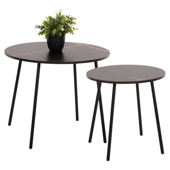 ΤΡΑΠΕΖΙΑ ΣΑΛΟΝΙΟΥ 2ΤΜΧ FB99878.13 ΜΕΛΑΜΙΝΗ ΜΑΥΡΟ ΜΑΡΜΑΡΟ-ΜΑΥΡΟ ΜΕΤΑΛΛΟ