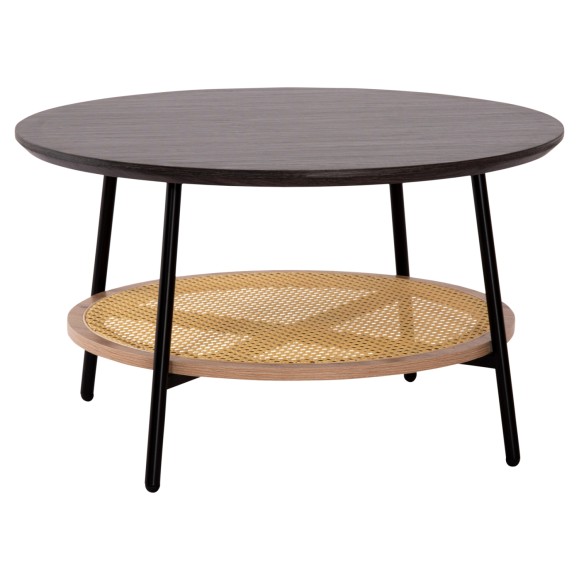 ΤΡΑΠΕΖΙ ΣΑΛΟΝΙΟΥ FB918033 MDF ΣΕ ZEBRANO-ΜΕΤΑΛΛΙΚΑ ΠΟΔΙΑ-WICKER Φ80x46,5Υεκ.