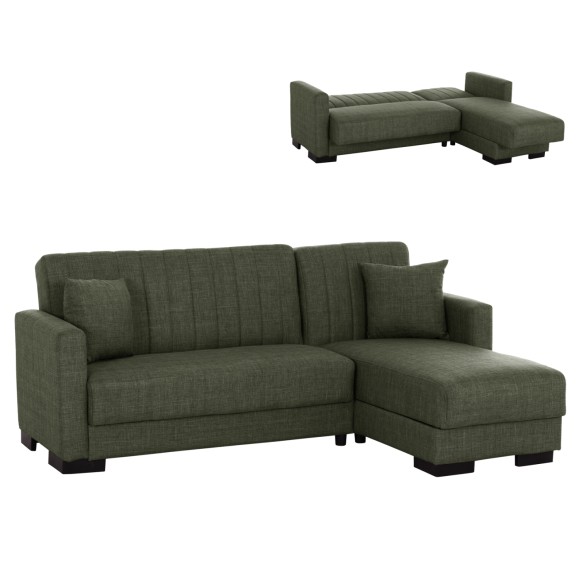 ΚΑΝΑΠΕΣ ΚΡΕΒΑΤΙ ΓΩΝΙΑ ΑΝΑΣΤΡΕΨΙΜΗ DARK OLIVE FB93244.05 202x140x78Yεκ.