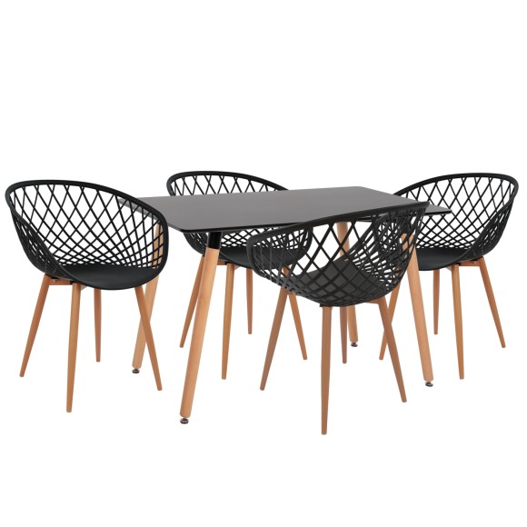 ΣΕΤ ΤΡΑΠΕΖΑΡΙΑΣ 5ΤΜΧ FB921174 MDF TOP & ΠΟΛΥΠΡΟΠΥΛΕΝΙΟ ΣΕ ΜΑΥΡΟ