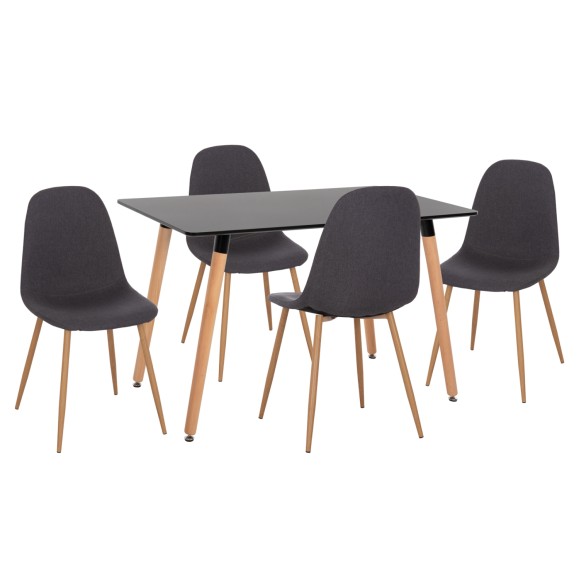 ΣΕΤ ΤΡΑΠΕΖΑΡΙΑΣ 5ΤΜΧ FB921179 MDF TOP ΣΕ ΜΑΥΡΟ--ΣΚΟΥΡΟ ΓΚΡΙ ΥΦΑΣΜΑ