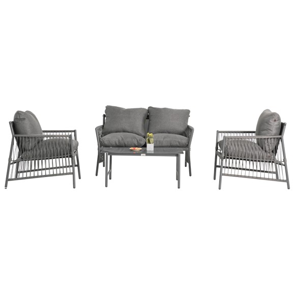 ΣΕΤ ΣΑΛΟΝΙ ΕΞ.ΧΩΡΟΥ 4 ΘΕΣΕΩΝ FB96507.01 ΜΕΤΑΛΛΟ & ΜΑΞΙΛΑΡΙΑ ΣΕ ΓΚΡΙ