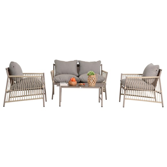 ΣΕΤ ΣΑΛΟΝΙ ΕΞ.ΧΩΡΟΥ 4 ΘΕΣΕΩΝ FB96507.02 ΣΑΜΠΑΝΙ ΜΕΤΑΛΛΟ--ΓΚΡΙ ΜΑΞΙΛΑΡΙΑ