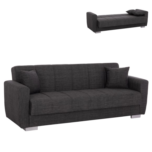 ΚΑΝΑΠΕΣ ΚΡΕΒΑΤΙ ΤΡΙΘΕΣΙΟΣ FB93240.03 ΓΚΡΙ 215x85x76Υ εκ.