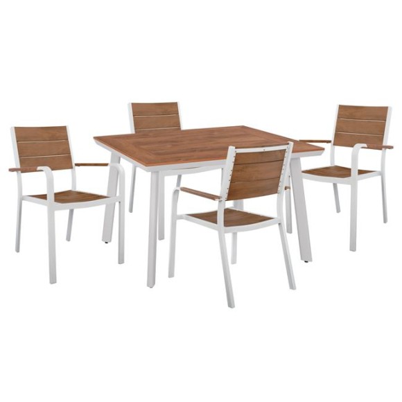 ΣΕΤ 5ΤΜΧ ΤΡΑΠΕΖΙ & ΠΟΛΥΘΡΟΝΕΣ ΑΛΟΥΜΙΝΙΟΥ POLYWOOD ΛΕΥΚΟ ΧΡΩΜΑ FB910459