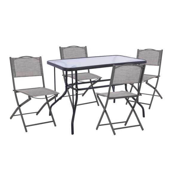 ΣΕΤ ΕΞ.ΧΩΡΟΥ 5ΤΜΧ FB921033.01 ΜΕΤΑΛΛΙΚΟ ΤΡΑΠΕΖΙ & 4 ΠΤΥΣΣΟΜΕΝΕΣ ΚΑΡΕΚΛΕΣ ΓΚΡΙ