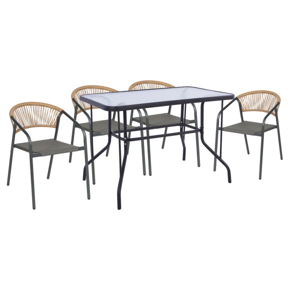 ΣΕΤ ΤΡΑΠΕΖΑΡΙΑΣ 5ΤΜΧ FB910727.01 ΚΑΡΕΚΛΕΣ ΜΕΤΑΛΛΙΚΕΣ & ΤΡΑΠΕΖΙ 110x60εκ ΓΚΡΙ