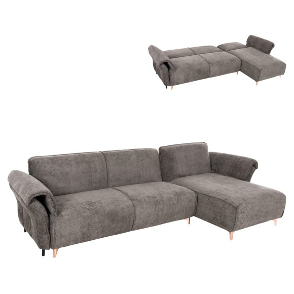 ΓΩΝΙΑΚΟΣ ΑΝΑΣΤΡΕΨ. ΚΑΝΑΠΕΣ-ΚΡΕΒΑΤΙ FB96071.02 ΣΚΟΥΡΟ ΓΚΡΙ ΥΦΑΣΜΑ-ΜΕΤΑΛ.ΠΟΔΙΑ 300x150x80Υεκ