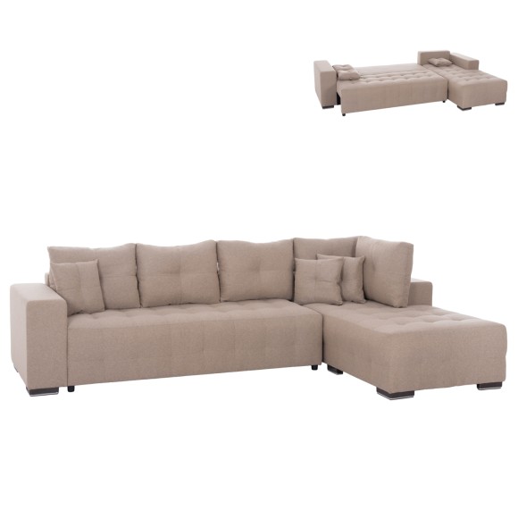 ΓΩΝΙΑΚΟΣ ΚΑΝΑΠΕΣ-ΚΡΕΒΑΤΙ ΜΕ ΑΠΟΘ.ΧΩΡΟ FB93302.03R ΜΠΕΖ ΥΦΑΣΜΑ 298x177x95Υεκ