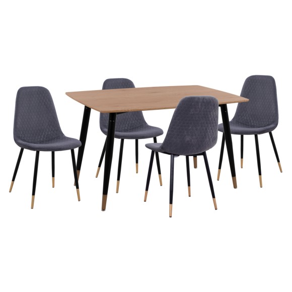 ΣΕΤ ΤΡΑΠΕΖΑΡΙΑΣ 5ΤΜΧ FB911196.01 MDF TOP-ΒΕΛΟΥΔΟ ΓΚΡΙ & ΜΕΤΑΛΛΟ ΜΑΥΡΟ