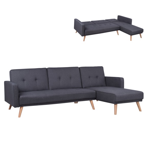 ΚΑΝΑΠΕΣ ΚΡΕΒΑΤΙ ΓΩΝΙΑ ΑΝΑΣΤΡΕΨΙΜΗ FB93153 ΜΕ ΓΚΡΙ ΥΦΑΣΜΑ 269X152X87Y εκ.