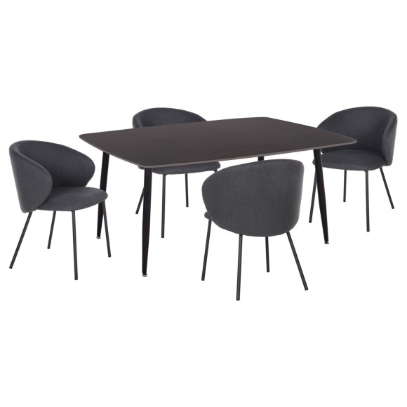 ΣΕΤ ΤΡΑΠΕΖΑΡΙΑΣ 5ΤΜΧ FB921069.02 ΚΕΡΑΜΙΚΟ TOP ΜΑΥΡΟ ΜΑΡΜΑΡΟ & 4 ΚΑΡΕΚΛΕΣ