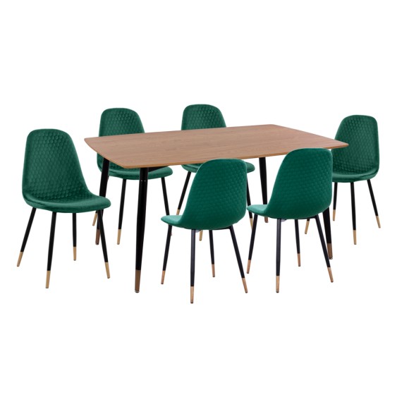 ΣΕΤ ΤΡΑΠΕΖΑΡΙΑΣ 7ΤΜΧ FB911197.03 MDF TOP-ΒΕΛΟΥΔΟ ΚΥΠΑΡΙΣΣΙ & ΜΕΤΑΛΛΟ ΜΑΥΡΟ