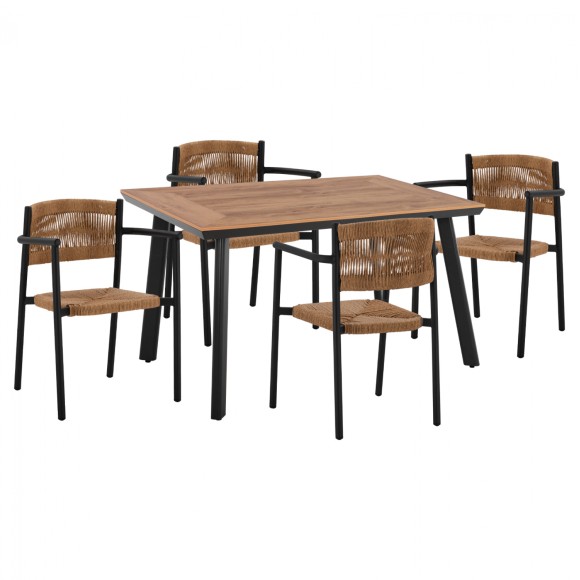 ΣΕΤ ΤΡΑΠΕΖΑΡΙΑ 5ΤΜΧ ΜΕ ΤΡΑΠΕΖΙ POLYWOOD 120Χ80 & ΠΟΛΥΘΡΟΝΕΣ ΑΝΘΡΑΚΙ FB911430