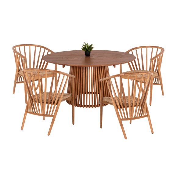 ΣΕΤ ΤΡΑΠΕΖΑΡΙΑΣ 5ΤΜΧ FB921076.01 ΣΤΡΟΓΓΥΛΟ ΤΡΑΠΕΖΙ Φ150εκ. & 4 ΚΑΡΕΚΛΕΣ