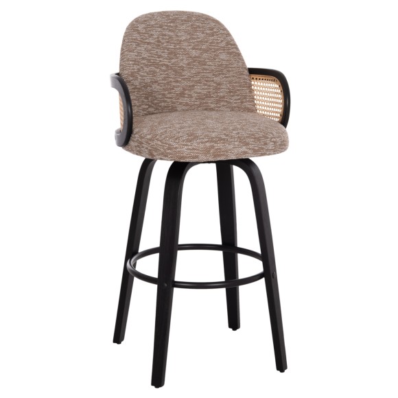 ΣΚΑΜΠΟ ΜΠΑΡ ΠΕΡΙΣΤΡΕΦΟΜΕΝΟ FB918251.03 PLYWOOD ΜΑΥΡΟ--ΚΑΦΕ ΥΦΑΣΜΑ 50x52x100Υ - 2τμχ