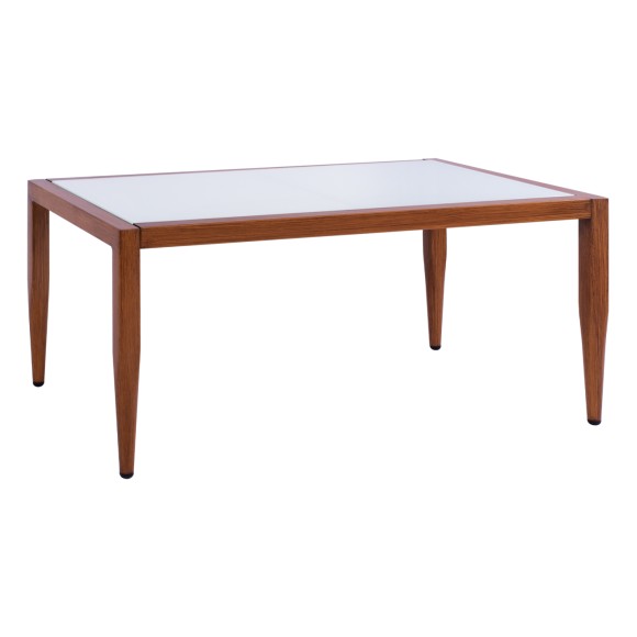 ΤΡΑΠΕΖΙ MEIR ΣΑΛΟΝΙΟΥ ΑΛΟΥΜΙΝΙΟΥ BAMBOO LOOK ΜΕ ΓΥΑΛΙ 100Χ58Χ46 FB95551.01