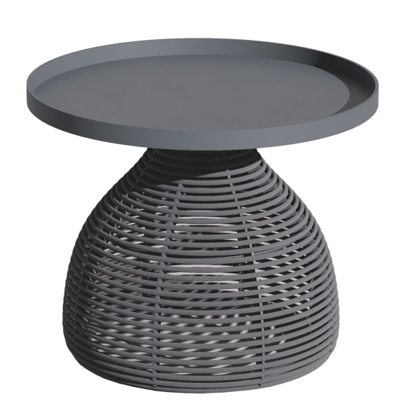 ΒΟΗΘΗΤΙΚΟ ΤΡΑΠΕΖΑΚΙ ΣΤΡΟΓΓΥΛΟ FB96477.01 ΓΚΡΙ ΑΛΟΥΜΙΝΙΟ & ΣΧΟΙΝΙ Φ55x45Υεκ.