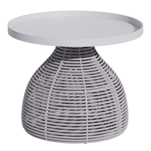 ΒΟΗΘΗΤΙΚΟ ΤΡΑΠΕΖΑΚΙ ΣΤΡΟΓΓΥΛΟ FB96477.02 ΚΡΕΜ ΑΛΟΥΜΙΝΙΟ-ΑΝΟΙΧΤΟ ΓΚΡΙ ΣΧΟΙΝΙ Φ55x45Υ