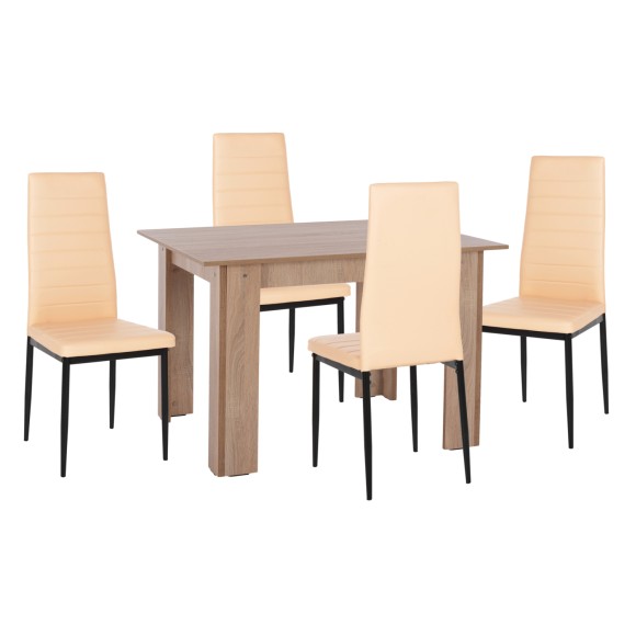 ΣΕΤ ΤΡΑΠΕΖΑΡΙΑΣ 5 ΤΜΧ FB911908 ΤΡΑΠΕΖΙ 110x80εκ. & 4 ΚΑΡΕΚΛΕΣ K/D ΜΟΚΑ ΑΝΟΙΧΤΟ ΚΡΕΜ