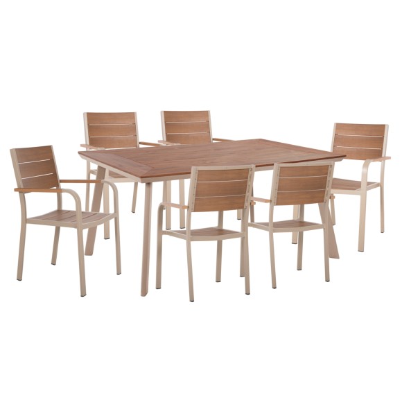 ΣΕΤ ΤΡΑΠΕΖΑΡΙΑΣ FB910737.04 ΤΡΑΠΕΖΙ & 6 ΠΟΛΥΘΡΟΝΕΣ-ΑΛΟΥΜΙΝΙΟ & POLYWOOD-ΣΑΜΠΑΝΙ