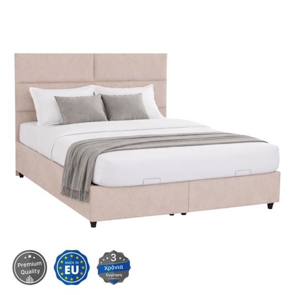 ΚΡΕΒΑΤΙ ΔΙΠΛΟ ΜΕ ΑΠΟΘΗΚΕΥΤΙΚΟ ΧΩΡΟ FB9622.32 ΜΠΕΖ ΥΦΑΣΜΑ-- ΓΙΑ ΣΤΡΩΜΑ 160x200εκ