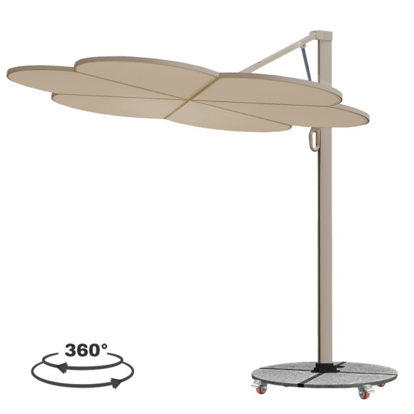 ΟΜΠΡΕΛΑ ΜΕ ΒΑΣΗ (flower) FB921286.01 ΑΛΟΥΜΙΝΙΟ-ΓΡΑΝΙΤΗΣ-ΜΟΛΥΒΙ ΧΡΩΜΑ 2,38x2,2μ