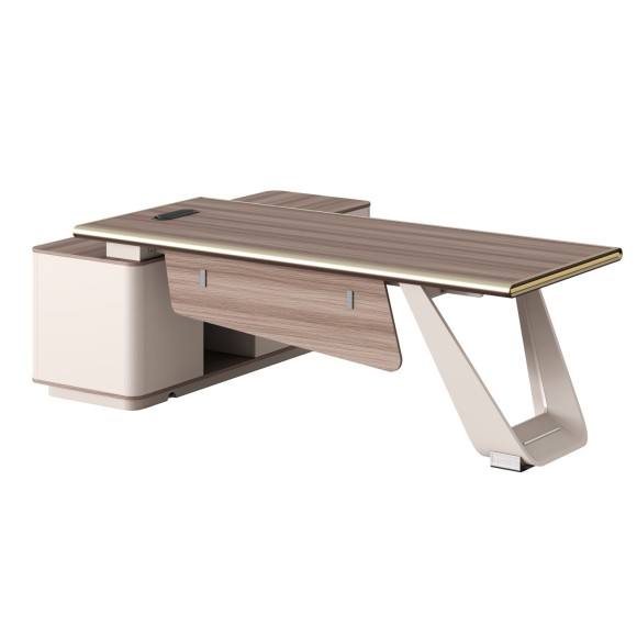 ΓΡΑΦΕΙΟ ΔΕΞΙΑ ΓΩΝΙΑ FB92139R ΜΕΛΑΜΙΝΗ ΦΥΣΙΚΟ-ΜΠΕΖ--ΜΕΤΑΛ. ΠΟΔΙ 240x180x76Υ