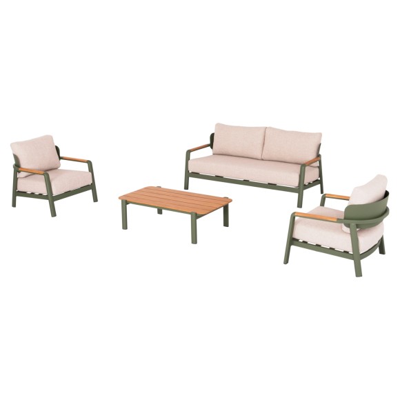 ΣΕΤ ΣΑΛΟΝΙ ΕΞ.ΧΩΡΟΥ 4ΤΜΧ FB96195.06 ΠΡΑΣΙΝΟ ΑΛΟΥΜΙΝΙΟ-ΜΠΕΖ OLEFIN-TEAK ΦΥΣΙΚΟ