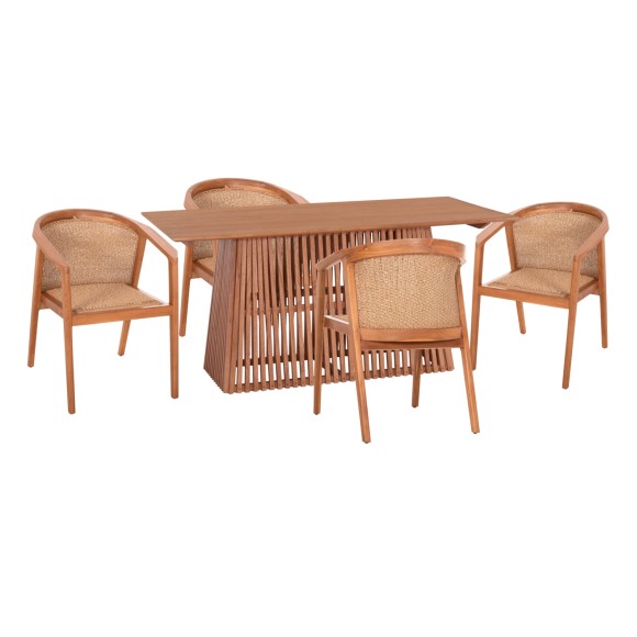 ΣΕΤ ΤΡΑΠΕΖΑΡΙΑΣ 5ΤΜΧ FB921078.02 ΟΡΘΟΓΩΝΙΟ ΤΡΑΠΕΖΙ & 4 ΚΑΡΕΚΛΕΣ